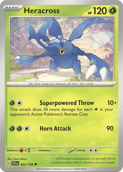 Pokemon TCG - SCARLET & VIOLET - 002/198 - HERACROSS - Uncommon