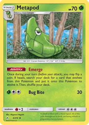 Pokemon TCG - UNBROKEN BONDS - 003/214 - METAPOD - Reverse Holo - Uncommon