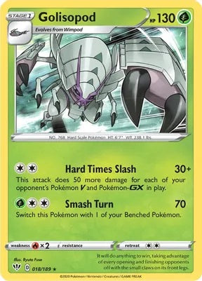 Pokemon TCG - DARKNESS ABLAZE - 018/189 - GOLISOPOD - Reverse Holo - Rare