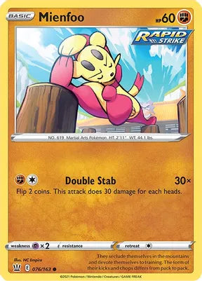 Pokemon TCG - BATTLE STYLES - 076/163 - MIENFOO - Common