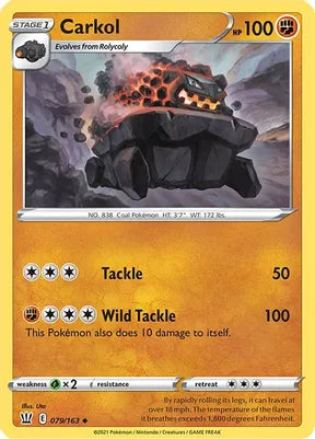 Pokemon - BATTLE STYLES - 079/163 - Carkol - Reverse Holo - Uncommon