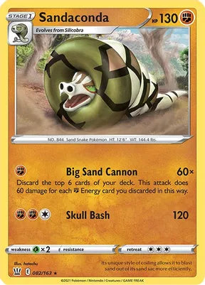 Pokemon - BATTLE STYLES - 082/163 - Sandaconda - Holo - Rare