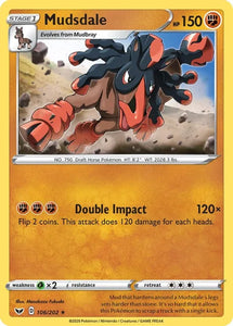 Pokemon TCG - SWORD AND SHIELD - 106/202 - MUDSDALE - Reverse Holo - Rare