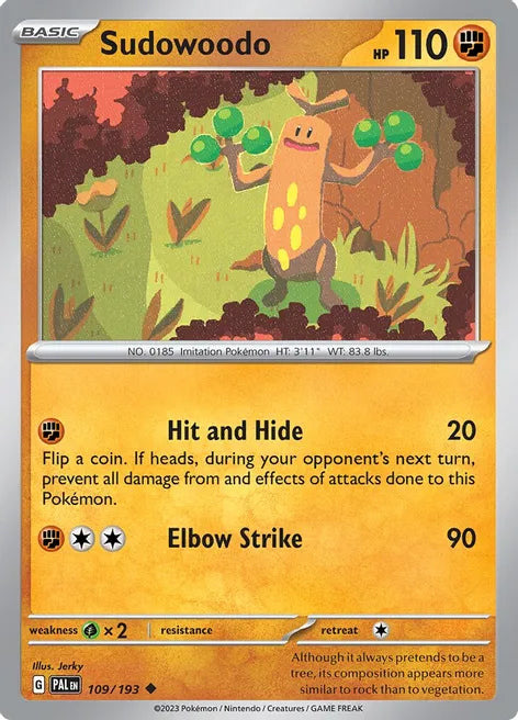 Pokemon TCG - PALDEA EVOLVED - 109/193 - SUDOWOODO - Reverse Holo - Uncommon