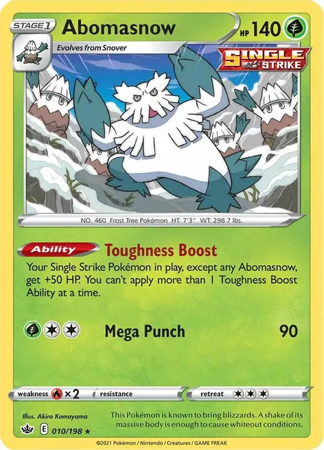 Pokemon TCG - CHILLING REIGN - 010/198 - ABOMASNOW - Rare