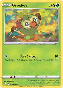 Pokemon TCG - SWORD AND SHIELD - 010/202 - GROOKEY - Reverse Holo - Common