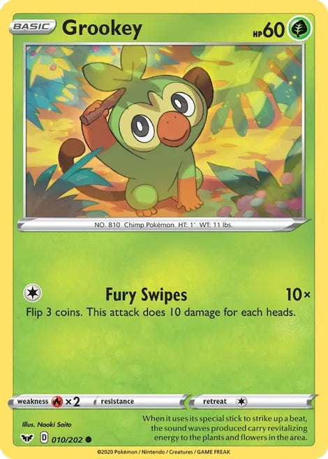 Pokemon TCG - SWORD AND SHIELD - 010/202 - GROOKEY - Common