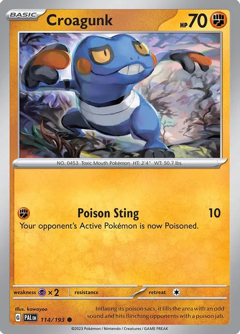 Pokemon TCG - PALDEA EVOLVED - 114/193 - CROAGUNK - Reverse Holo - Common