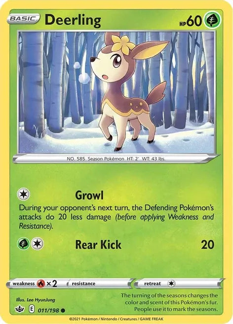 Pokemon TCG - CHILLING REIGN - 011/198 - DEERLING - Reverse Holo - Common