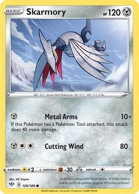 Pokemon TCG - DARKNESS ABLAZE - 120/189 - SKARMORY - REVERSE HOLO - Common