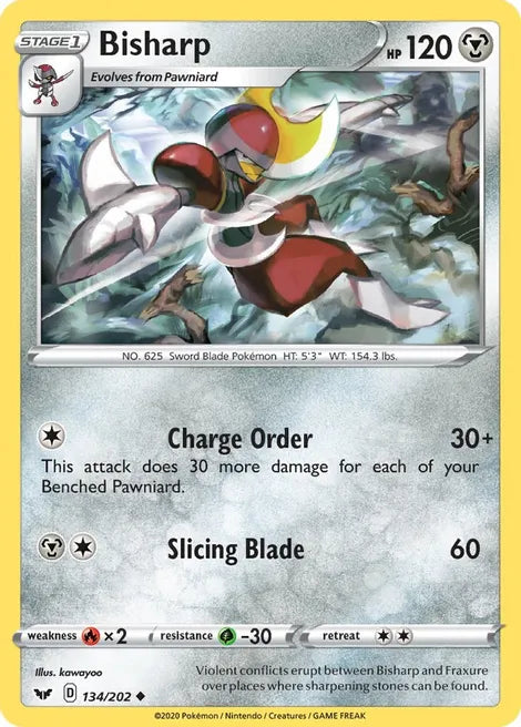 Pokemon TCG - SWORD AND SHIELD - 134/202 - BISHARP - Uncommon