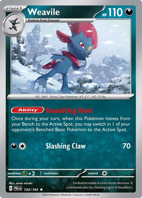 Pokemon TCG - PALDEA EVOLVED - 134/193 - WEAVILE - Holographic - Rare