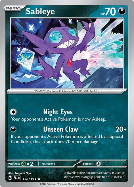 Pokemon TCG - PALDEA EVOLVED - 136/193 - SABLEYE - Holographic - Rare