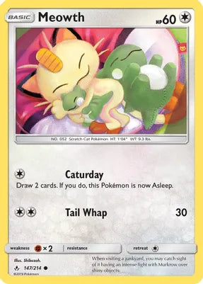 Pokemon TCG - UNBROKEN BONDS - 147/214 - MEOWTH - Common