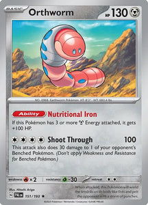 Pokemon TCG - PALDEA EVOLVED - 151/193 - ORTHWORM - Holographic - Rare