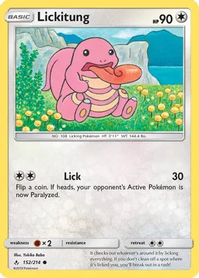 Pokemon TCG - UNBROKEN BONDS - 152/214 - LICKITUNG - Reverse Holo - Common