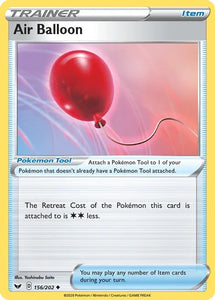 Pokemon TCG - SWORD AND SHIELD - 156/202 - AIR BALLOON - Reverse Holo - Trainer