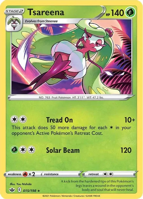 Pokemon TCG - CHILLING REIGN - 015/198 - TSAREENA - Rare