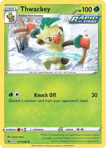 Pokemon TCG - CHILLING REIGN - 017/198 - THWACKEY - Uncommon