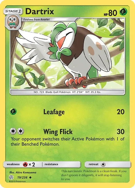 Pokemon TCG - COSMIC ECLIPSE - 019/236 - DARTRIX - Uncommon