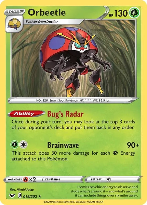 Pokemon TCG - SWORD AND SHIELD - 019/202 - ORBEETLE - Rare