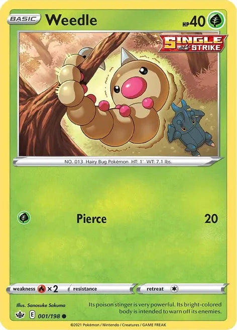 Pokemon TCG - CHILLING REIGN - 001/198 - WEEDLE - Common