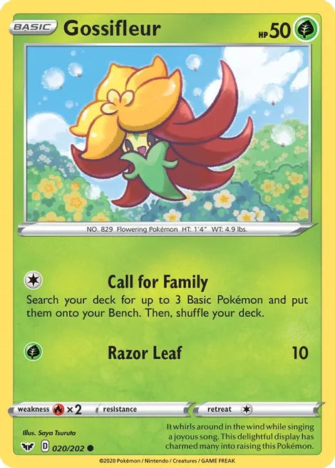 Pokemon TCG - SWORD AND SHIELD - 020/202 - GOSSIFLEUR - Reverse Holo - Common