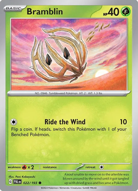 Pokemon TCG - PALDEA EVOLVED - 022/193 - BRAMBLIN - Reverse Holo - Common