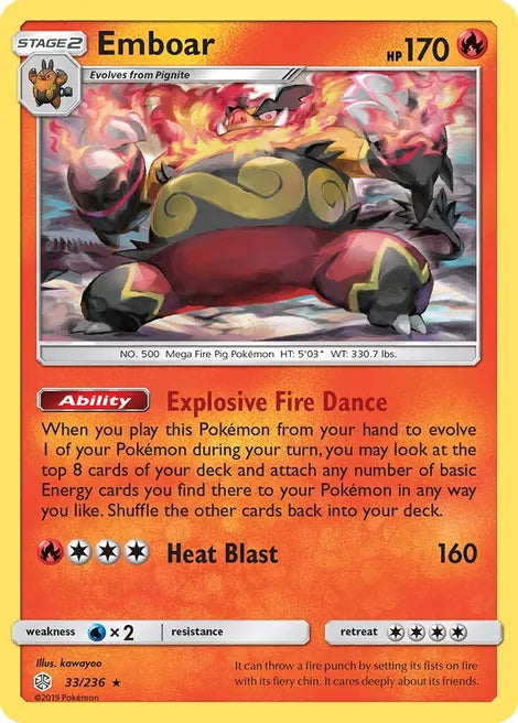 Pokemon TCG - COSMIC ECLIPSE - 033/168 - EMBOAR - Rare