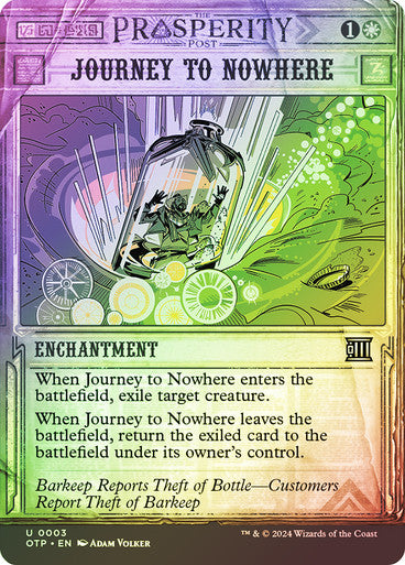 Outlaws Of Thunder Junction - 3 JOURNEY TO NOWHERE {Breaking News} - FOIL - UNCOMMON WHITE