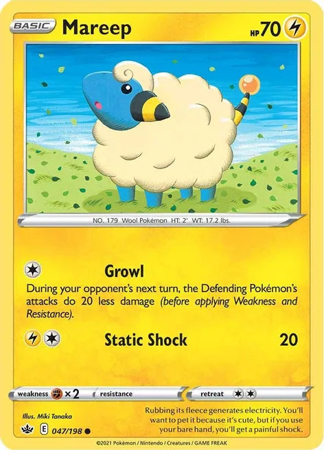 Pokemon TCG - CHILLING REIGN - 047/198 - MAREEP - Reverse Holo - Common