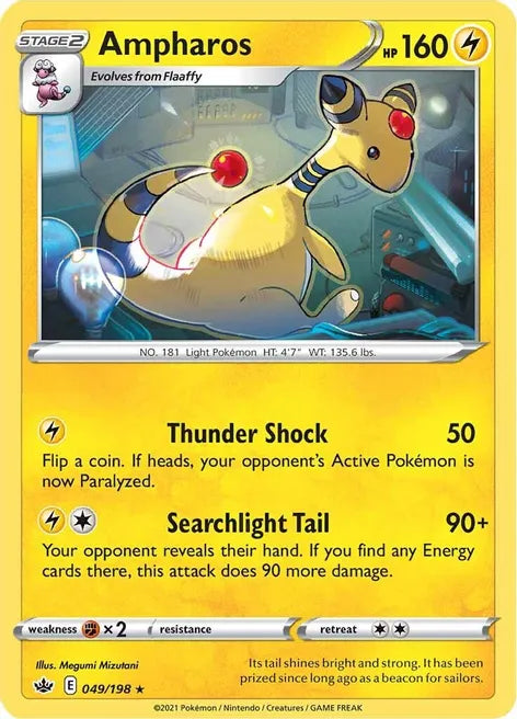 Pokemon TCG - CHILLING REIGN - 049/198 - AMPHAROS - Reverse Holo - Rare