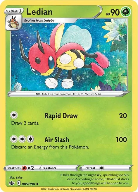 Pokemon TCG - CHILLING REIGN - 005/198 - LEDIAN - Uncommon