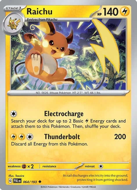 Pokemon TCG - PALDEA EVOLVED - 064/193 - RAICHU - Reverse Holo - Uncommon