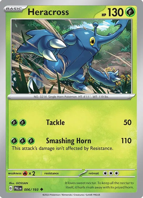 Pokemon TCG - PALDEA EVOLVED - 006/193 - HERACROSS - Reverse Holo - Uncommon