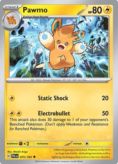 Pokemon TCG - PALDEA EVOLVED - 075/193 - PAWMO - Reverse Holo - Uncommon