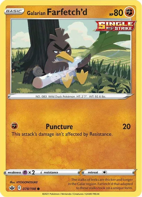 Pokemon TCG - CHILLING REIGN - 078/198 - GALARIAN FARFETCH'D - Common