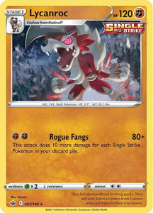 Pokemon TCG - CHILLING REIGN - 087/198 - LYCANROC - Reverse Holo - Rare