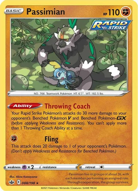 Pokemon TCG - CHILLING REIGN - 088/198 - PASSIMIAN - Reverse Holo - Rare