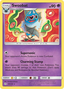 Pokemon TCG - COSMIC ECLIPSE - 088/192 - SWOOBAT - Rare