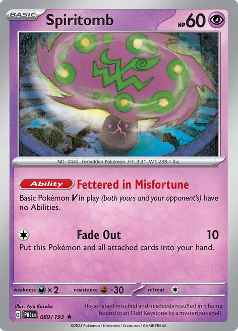 Pokemon TCG - PALDEA EVOLVED - 089/193 - SPIRITOMB - Holographic - Rare