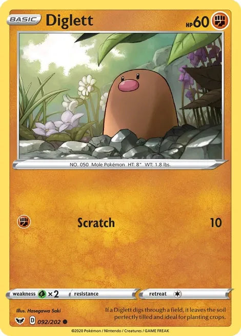 Pokemon TCG - SWORD AND SHIELD - 092/202 - DIGLETT - Common