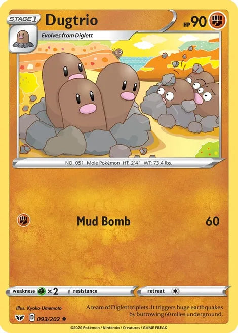 Pokemon TCG - SWORD AND SHIELD - 093/202 - DUGTRIO - Uncommon