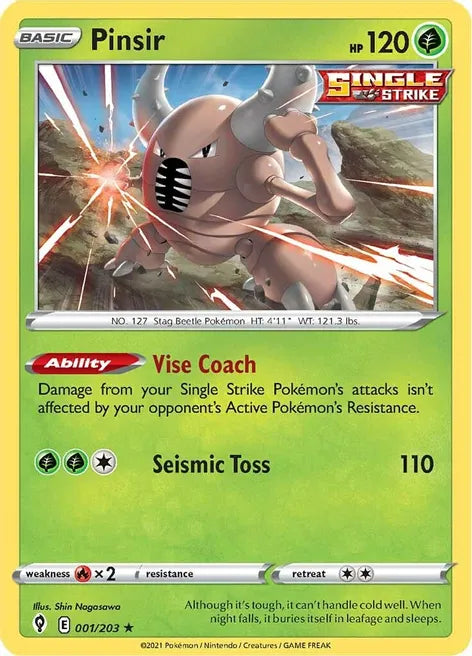 Pokemon TCG - EVOLVING SKIES - 001/203 - PINSIR - Rare