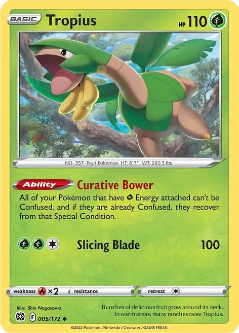 Pokemon TCG - BRILLIANT STARS - 005/172 - TROPIUS - Reverse Holo - Uncommon