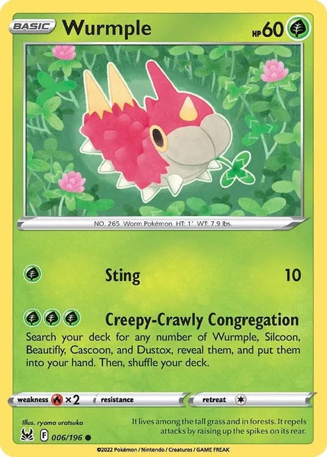 Pokemon TCG - LOST ORIGIN - 006/196 - WURMPLE - Common