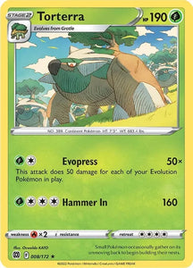 Pokemon TCG - BRILLIANT STARS - 008/172 - TORTERRA - Reverse Holo - Rare