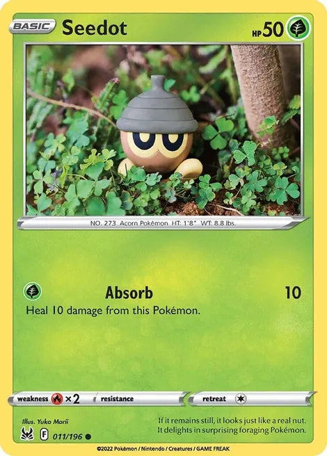 Pokemon TCG - LOST ORIGIN - 011/196 - SEEDOT - Reverse Holo - Common