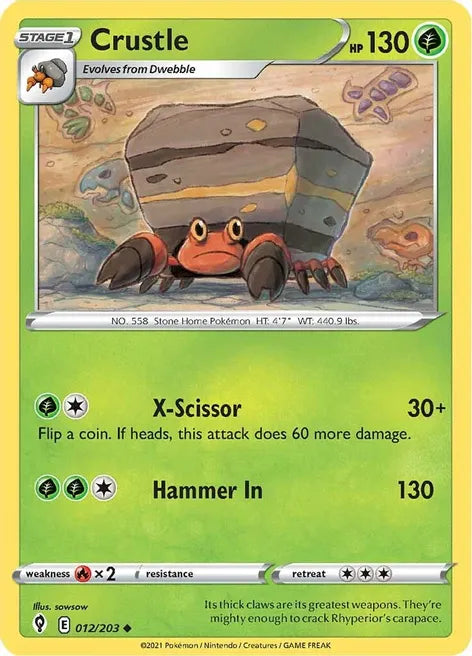 Pokemon TCG - EVOLVING SKIES - 012/203 - CRUSTLE - Uncommon