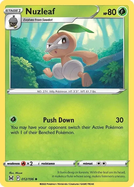 Pokemon TCG - LOST ORIGIN - 012/196 - NUZLEAF - Uncommon